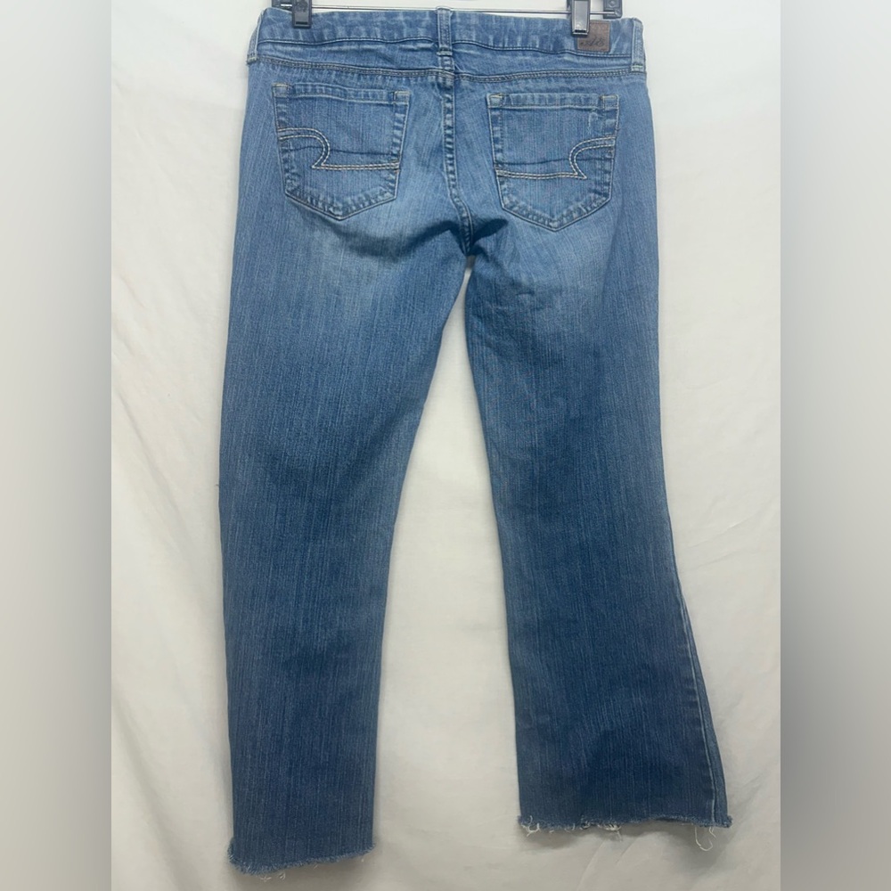 Real Flare‎ Jeans Size 4 Medium Wash Raw Hem  Denim Size 4 / Girls 14 - Picture 6 of 7